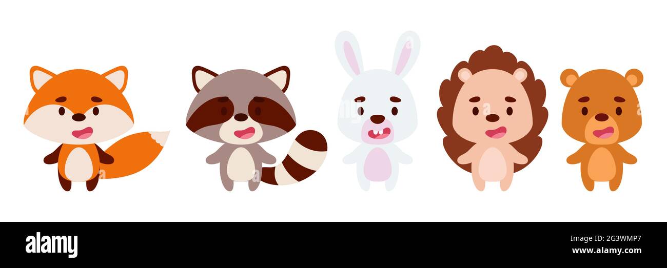Ensemble De Petits Animaux De Wodland Collection Animaux Personnages Droles Pour Enfants Cartes Douche De Bebe Invitation D Anniversaire Interieur De Maison Couleur Vive Image Vectorielle Stock Alamy