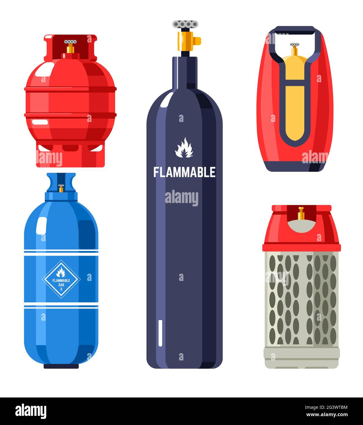 Propane et butane, gaz et essence en bouteilles Illustration de Vecteur