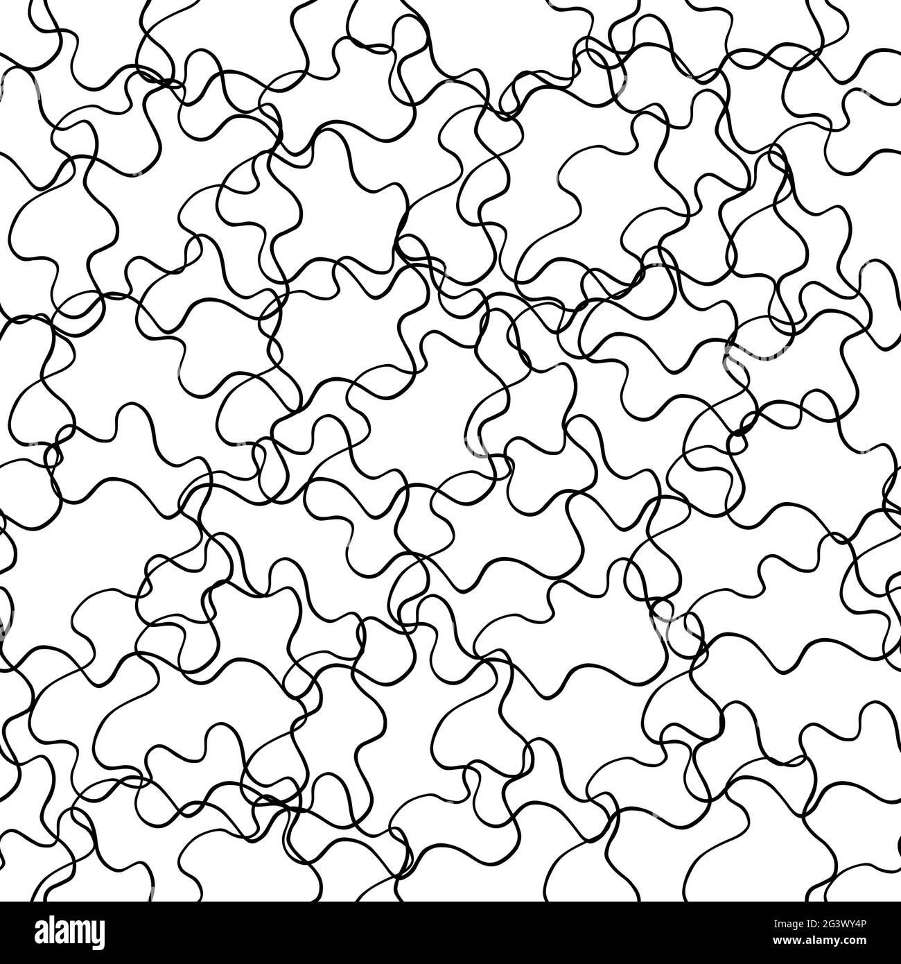 Motif vectoriel abstrait. Lignes fluides chaotiques isolées sur fond blanc. Imprimé vagues noires dynamiques enchevêtrées. Illustration monochrome Illustration de Vecteur