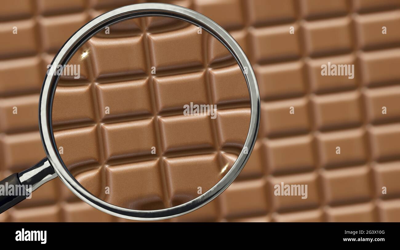 Placez le chocolat sous le microscope Banque D'Images