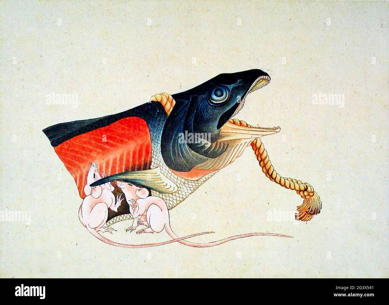 Katsushika Hokusai - Rat et tête de saumon - 1833 Banque D'Images