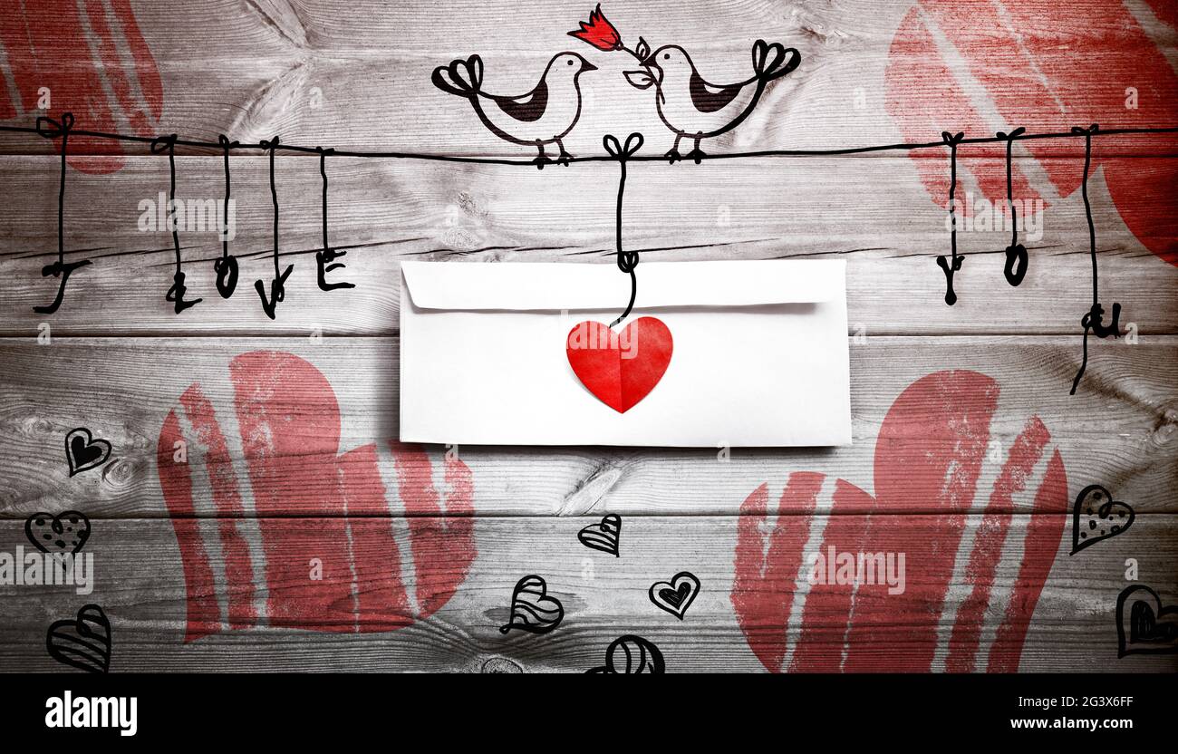 Concept De La Saint Valentin Decoration De Vacances Coeur Et Lettre D Amour Photo Stock Alamy
