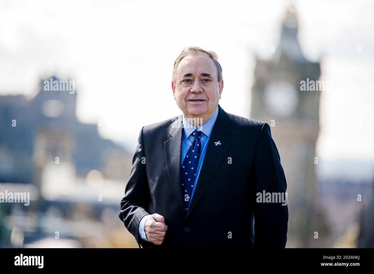 L'ancien MSP Alex Salmond lance la campagne ALBA Lothian avec les candidats ALBA Lothian : Kenny MacAskill, Alex Arthur et Irshad Ahmed sur la colline de Calton à Édimbourg. Crédit: Euan Cherry Banque D'Images