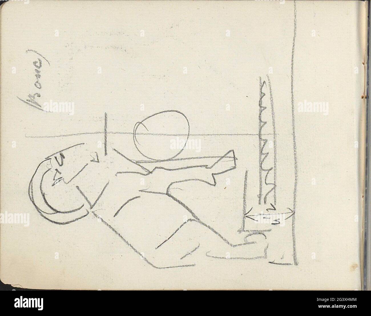 Ornement avec un Capricorne. Feuille 3 Verso d'un carnet d'esquisses de 24 feuilles. Banque D'Images