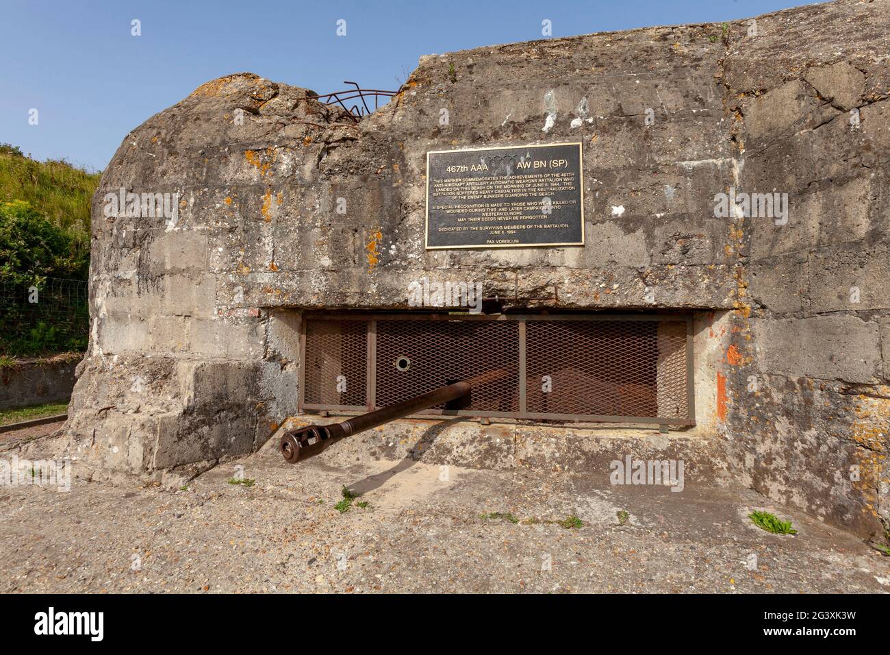Saint-Laurent-sur-Mer (Normandie, Nord-Ouest de la France) : Bunker allemand d'Omaha Beach WN65 capturé par des soldats américains à 10 h 30 le 6 juin 1944. (Non disponible Banque D'Images