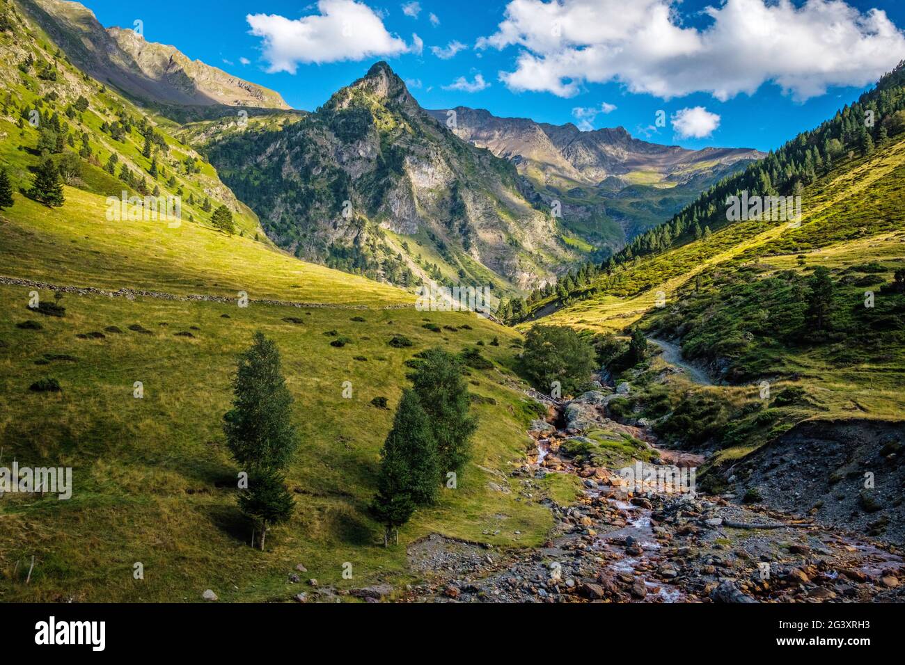 Département des Hautes Pyrénées (Haut-Pyrénées, sud-ouest de la France) : la vallée de Moudang, appartenant au réseau des zones de protection de la nature 'NAT Banque D'Images