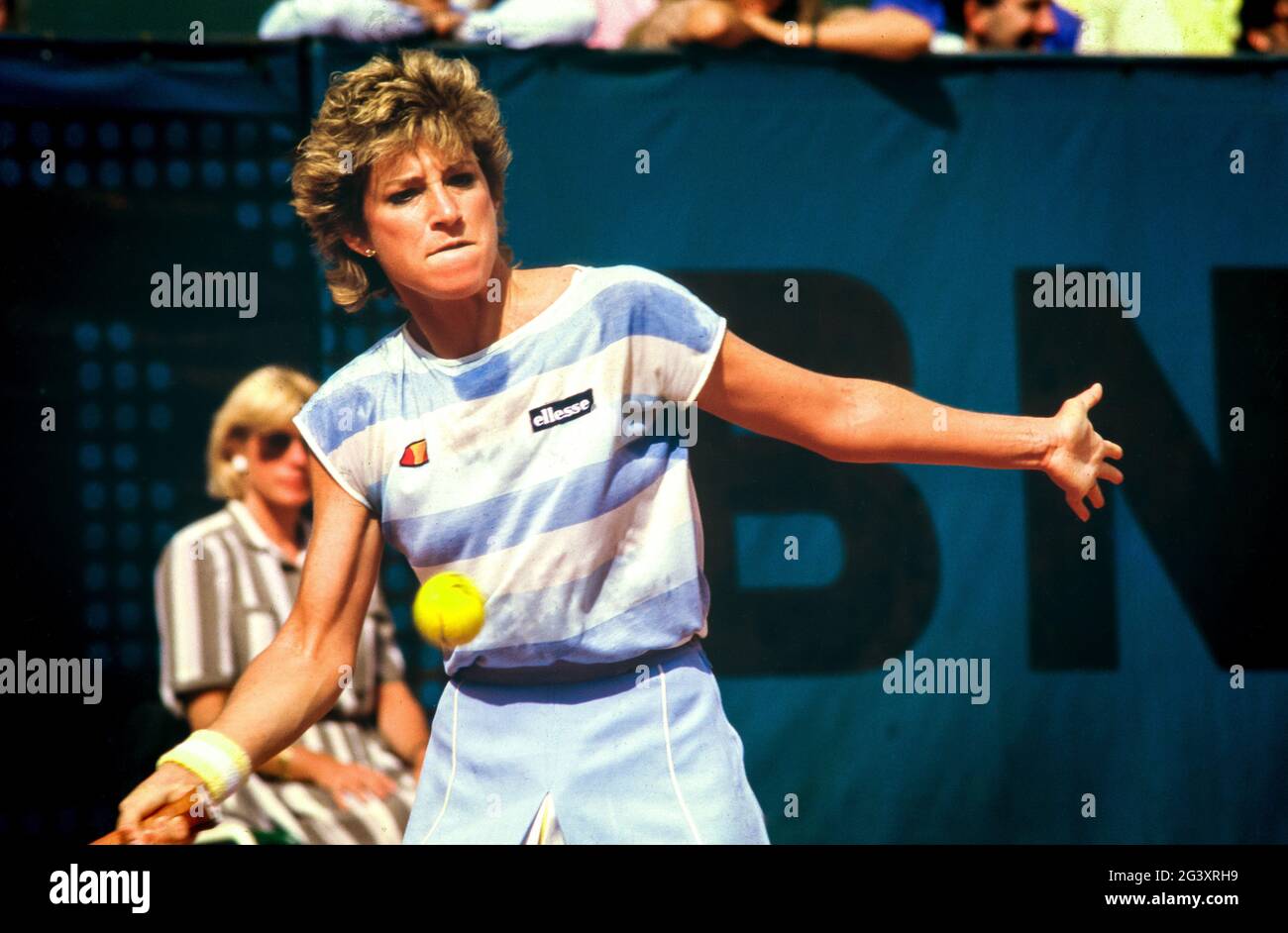 Christine Marie Evert, Chris Evert Lloyd, joueur de tennis américain ici à Paris en 1985, lors de la demi-finale du tournoi Roland Garros Banque D'Images