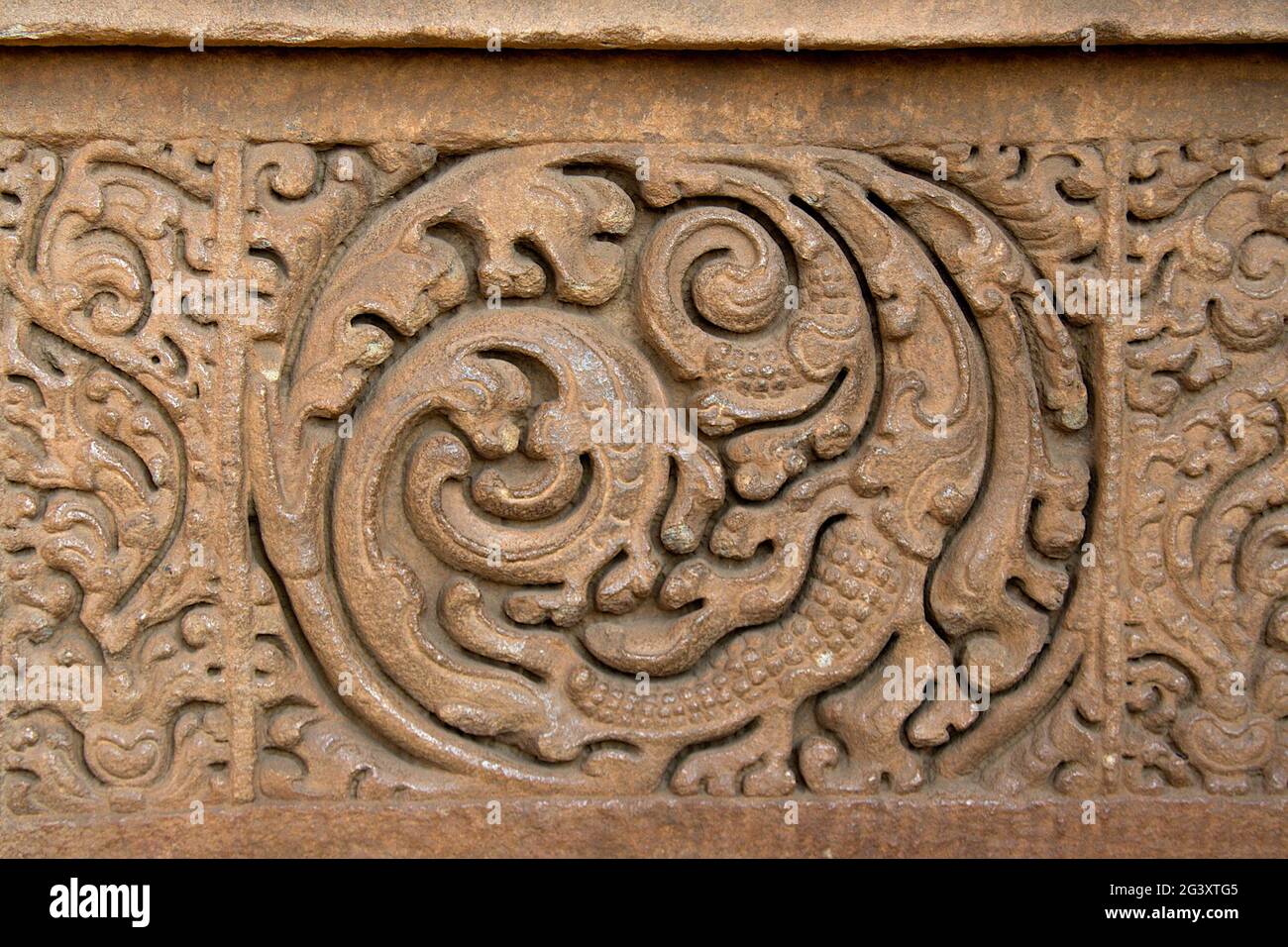 Sculpture de pierre au temple de Durga, Aihole Banque D'Images
