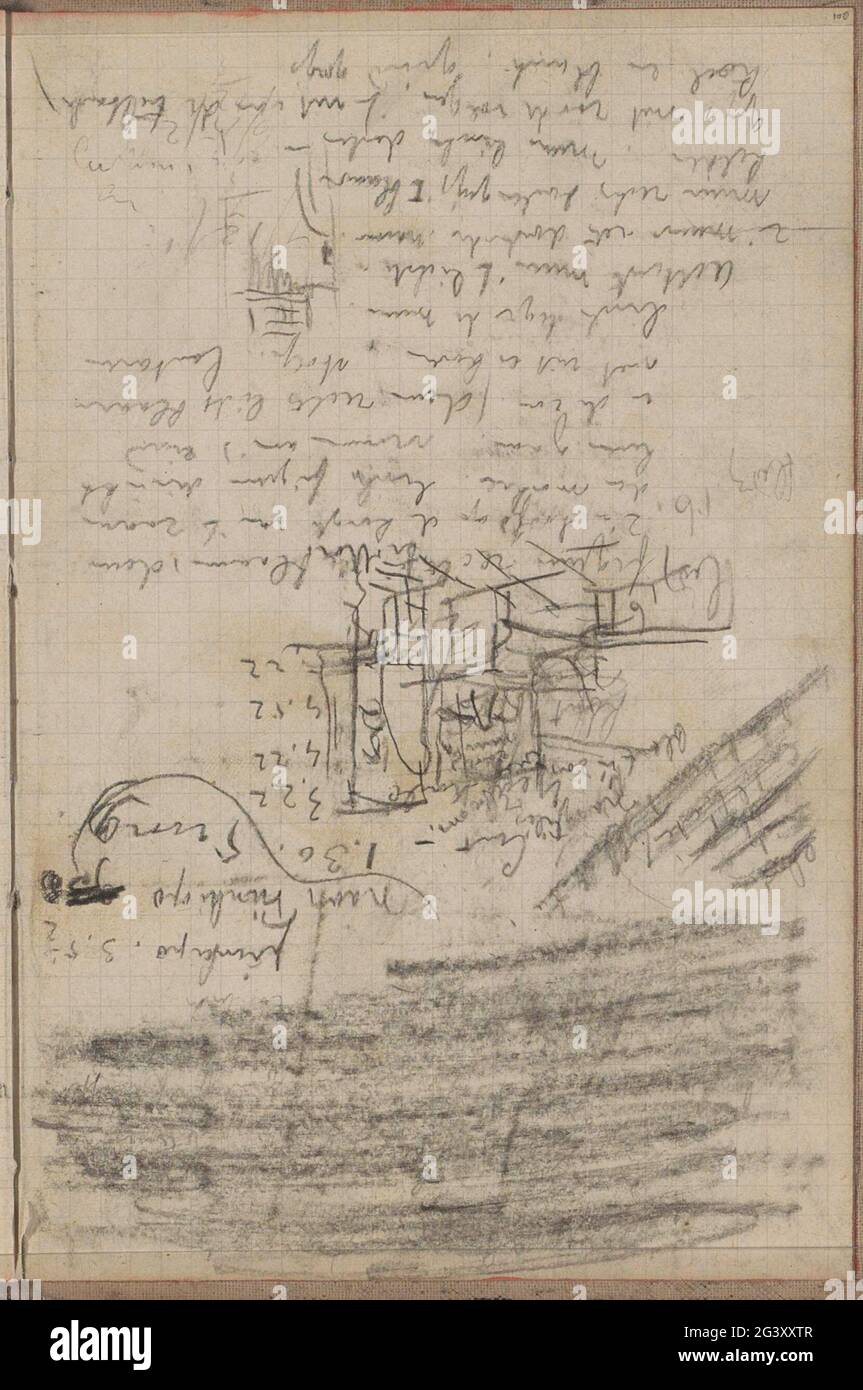 Magazine d'étude. Page 108 d'un carnet de croquis avec 54 feuilles. Banque D'Images