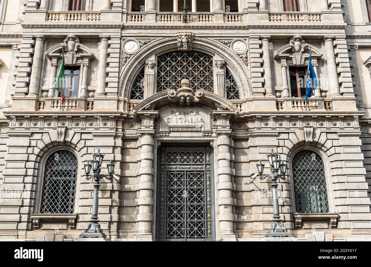 Palerme, Sicile, Italie - 17 octobre 2017 : la façade de la banque historique de l'Italie à Palerme. Banque D'Images