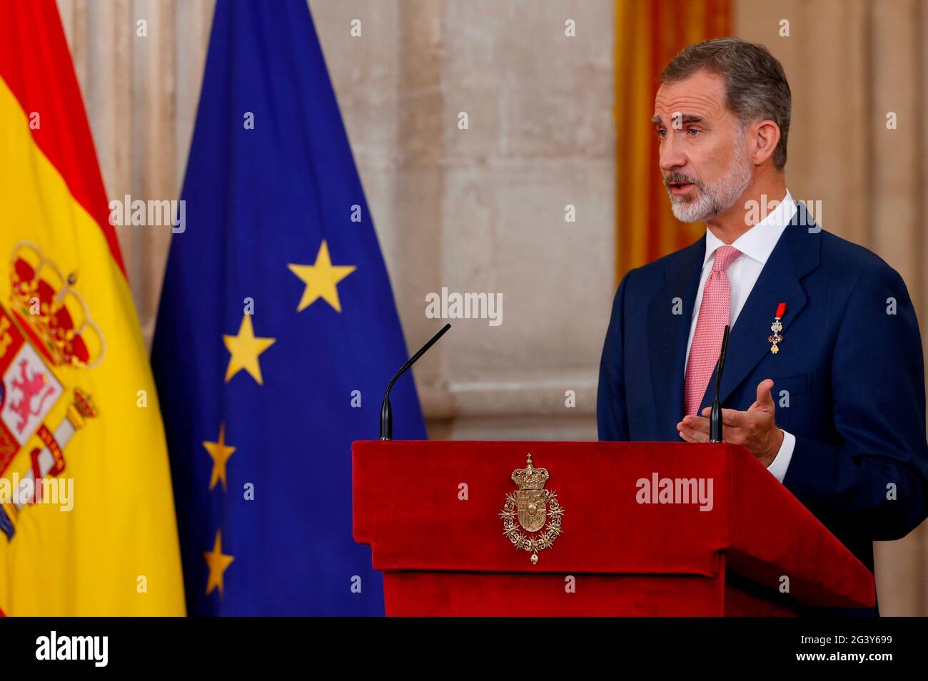 Madrid, Madrid, Espagne. 18 juin 2021. Le roi Felipe VI d'Espagne assiste à la remise des Prix de l'ordre du mérite civil au Palais Royal le 18 juin 2021 à Madrid, Espagne crédit: Jack Abuin/ZUMA Wire/Alay Live News Banque D'Images