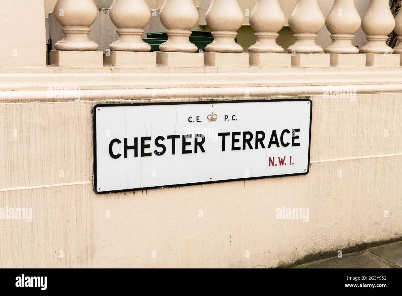 Chester Terrace, Road Name Board, Londres Banque D'Images