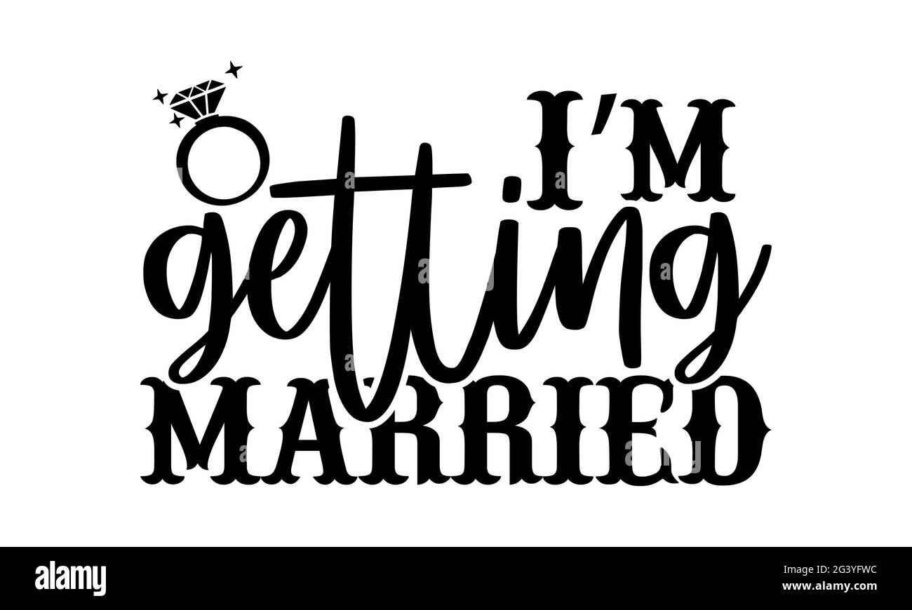 Je me Marie - Wedding t shirts design, main dessiné lettering phrase, Calligraphie t shirt design, isolé sur fond blanc, fichiers svg Banque D'Images