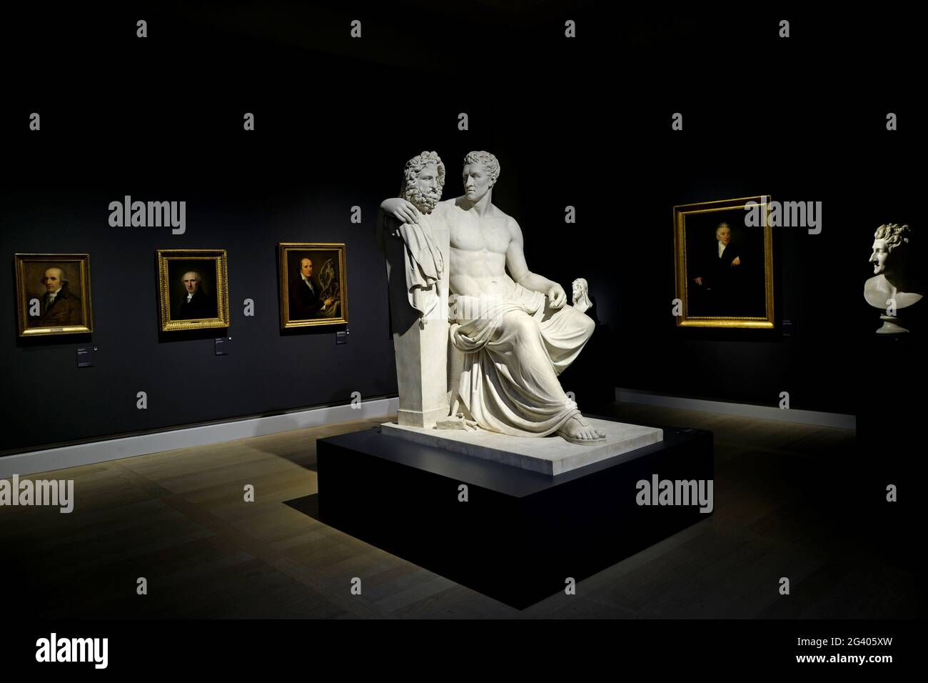 'Canova-Thorvaldsen la naissance de la sculpture moderne', l'exposition de sculptures en marbre blanc de Carrara, à la Gallerie d'Italia, à Milan 2019. Banque D'Images