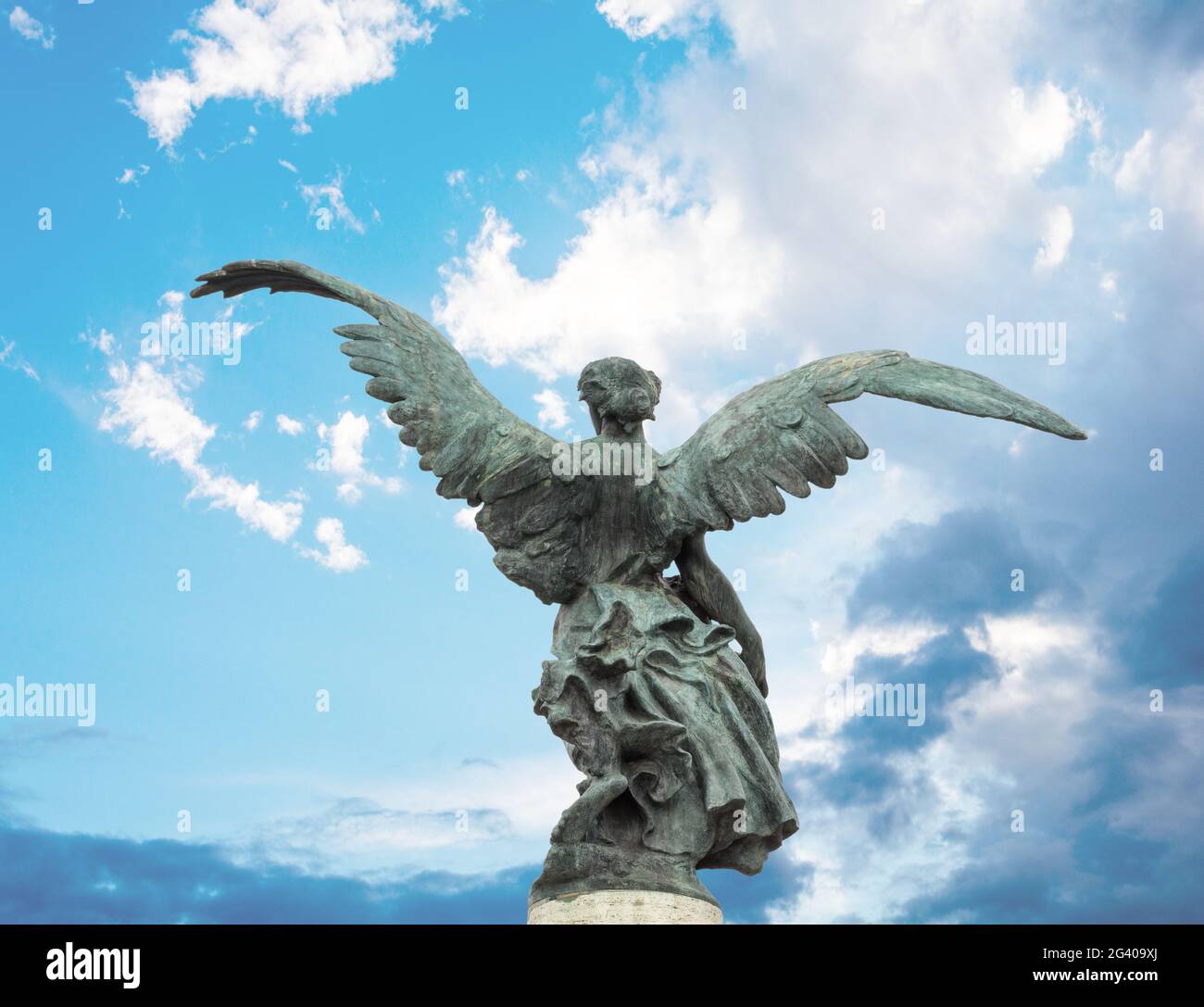 Statue de bronze d'une victoire ailée Banque D'Images