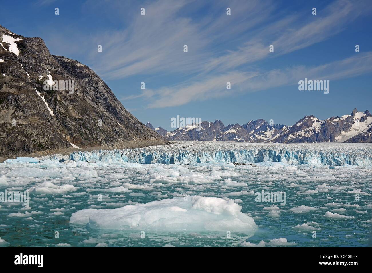 Vue sur le glacier Knud Rasmussen Banque D'Images