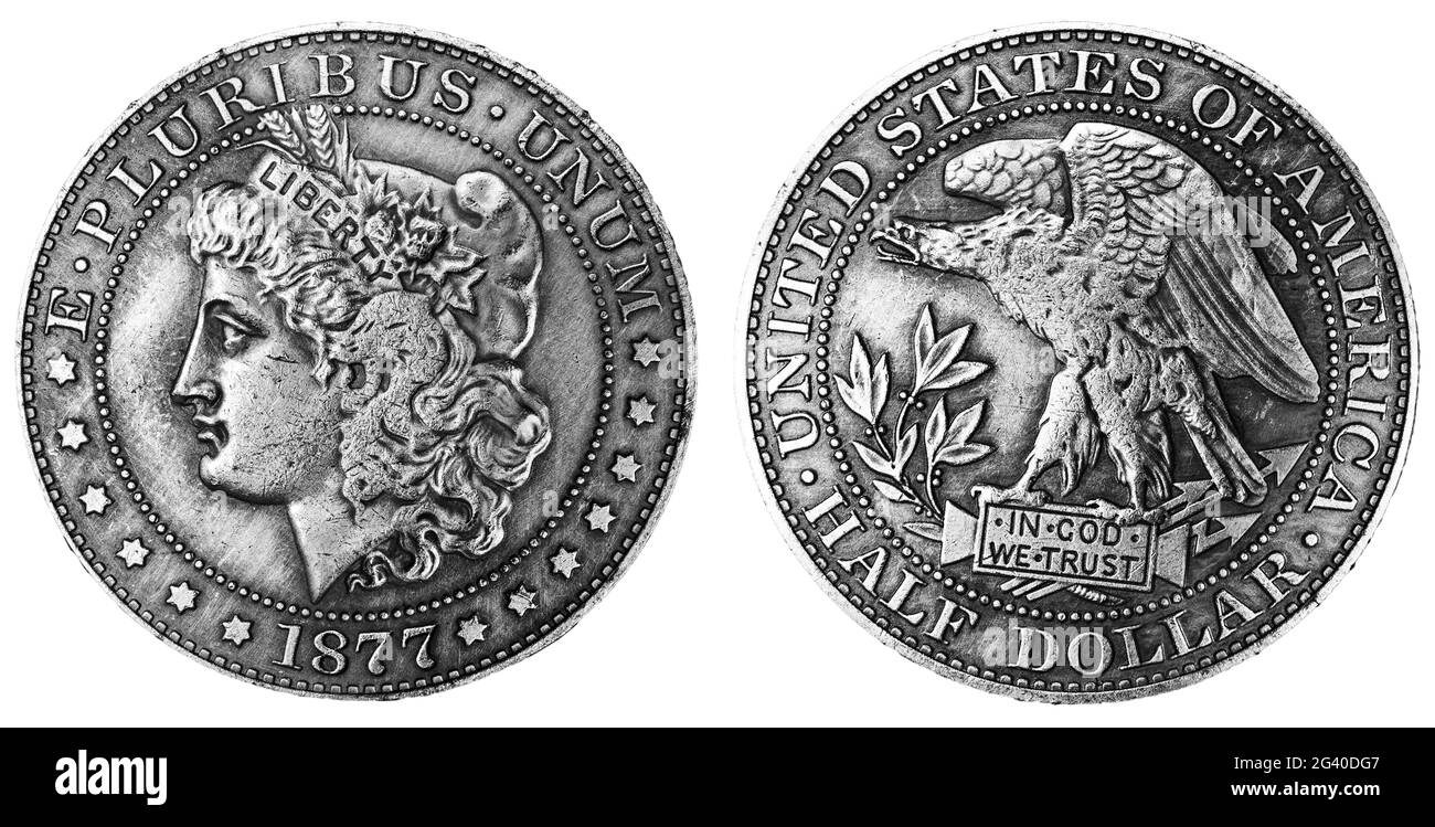 1877 Morgan argent pièce de demi-dollar Banque D'Images