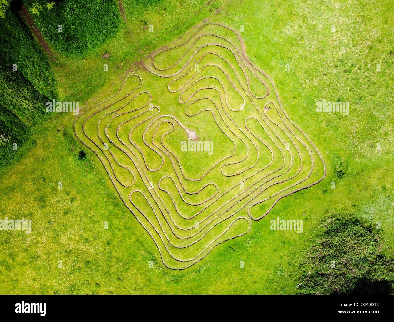 Ancien labyrinthe sur la colline de Sainte-Catherine près de Winchester, en Angleterre Banque D'Images