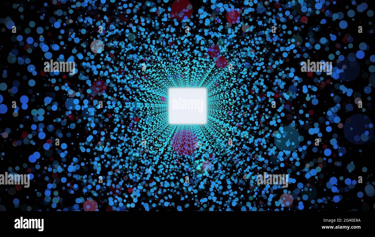 Tunnel rond de particules étincelantes. Espace abstrait de rendu 3D, arrière-plan généré par ordinateur Banque D'Images