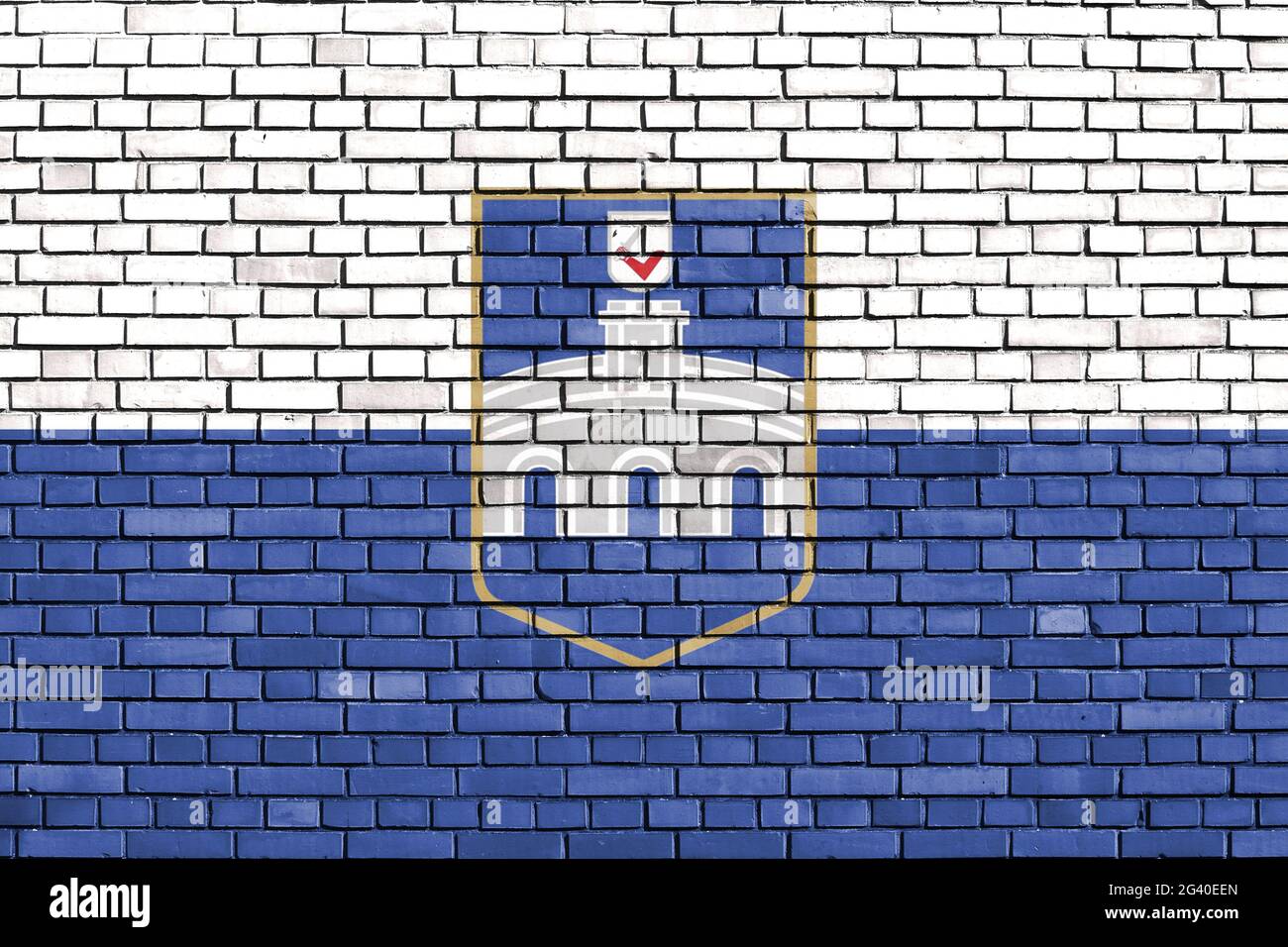 Drapeau d'Osijek peint sur un mur de briques Banque D'Images
