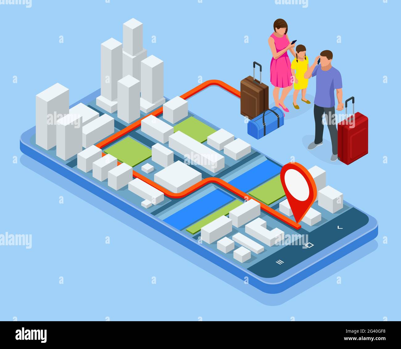 Model De Navigation Application City, routard de voyage.Concept de navigation gps ...