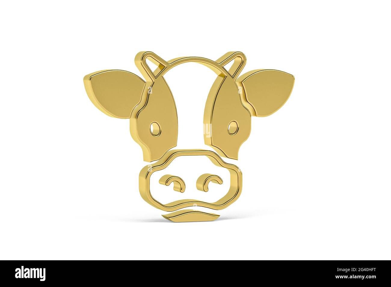 Icône Golden 3d vache isolée sur fond blanc - rendu 3d Banque D'Images