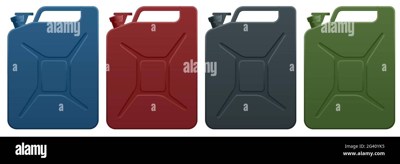 Jerricanes de conteneur de combustible en métal. Cartouche pour essence, gaz diesel. Réservoir de stockage résistant au feu. Illustration de Vecteur Jerricanes de conteneur de combustible en métal. Cartouche pour essence, gaz diesel. Réservoir de stockage résistant au feu. Illustration de Vecteur