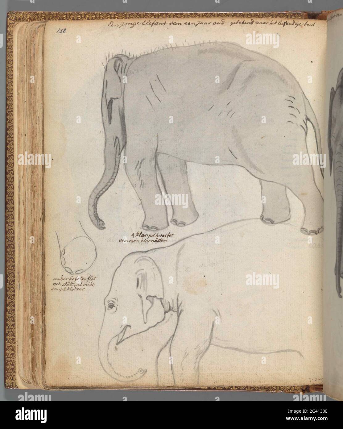 Perspective de trois chiffres. Croquis au crayon de trois hommes regardant un point. Pièce de Jan Brandes, carnet d'esquisses DL. 2 (1808), p. 211. Banque D'Images