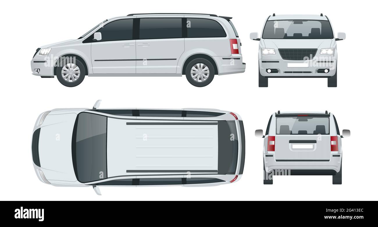 Modèle de vecteur de voiture de fourgonnette ou de minifourgonnette sur fond blanc. Multisegment compact, vus, minifourgonnette 5 portes. Vue avant, arrière, latérale, supérieure. Illustration de Vecteur Modèle de vecteur de voiture de fourgonnette ou de minifourgonnette sur fond blanc. Multisegment compact, vus, minifourgonnette 5 portes. Vue avant, arrière, latérale, supérieure. Illustration de Vecteur