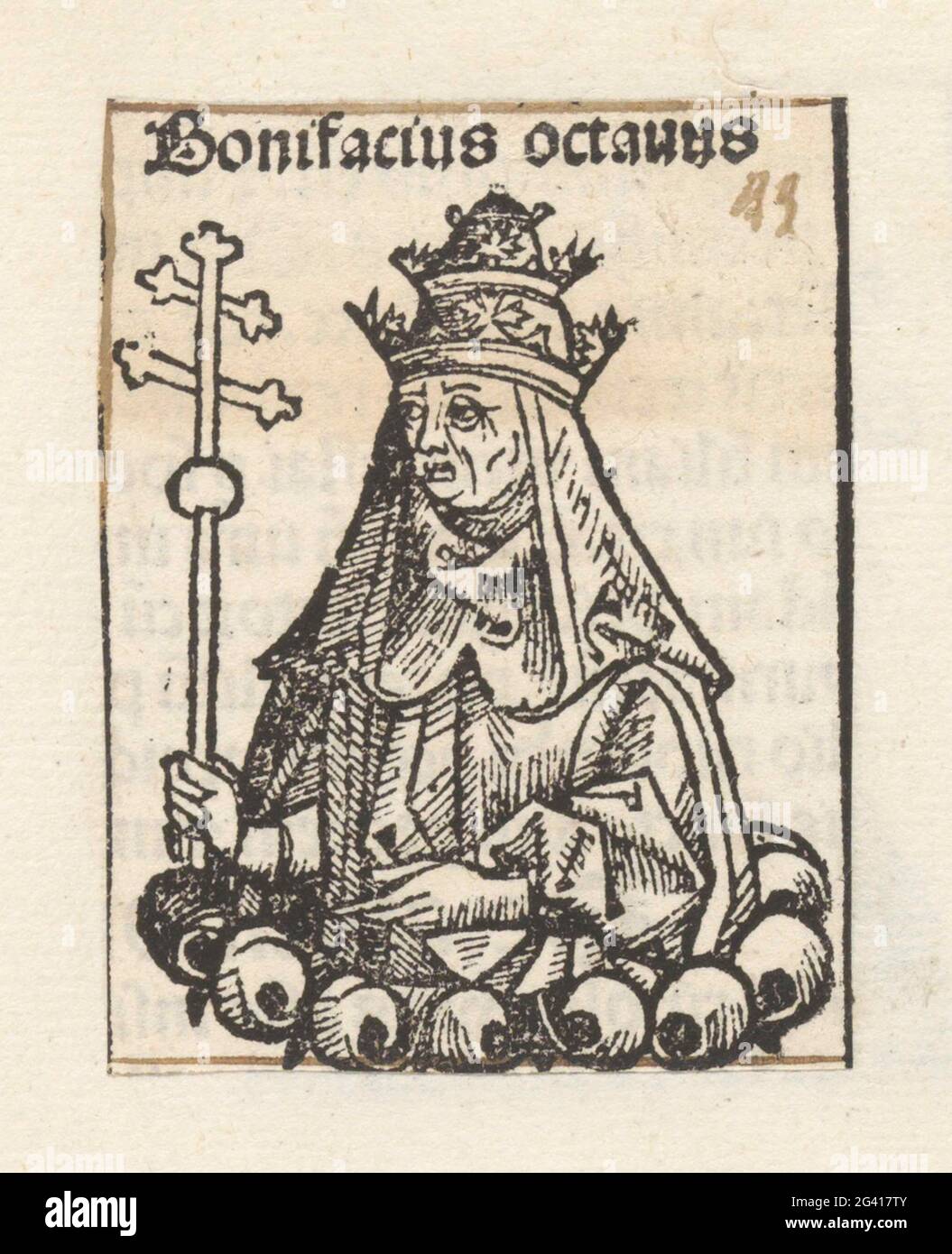 Boniface VIII; Bonifacius octavus; Liber chronicarum. Un coq de fleur