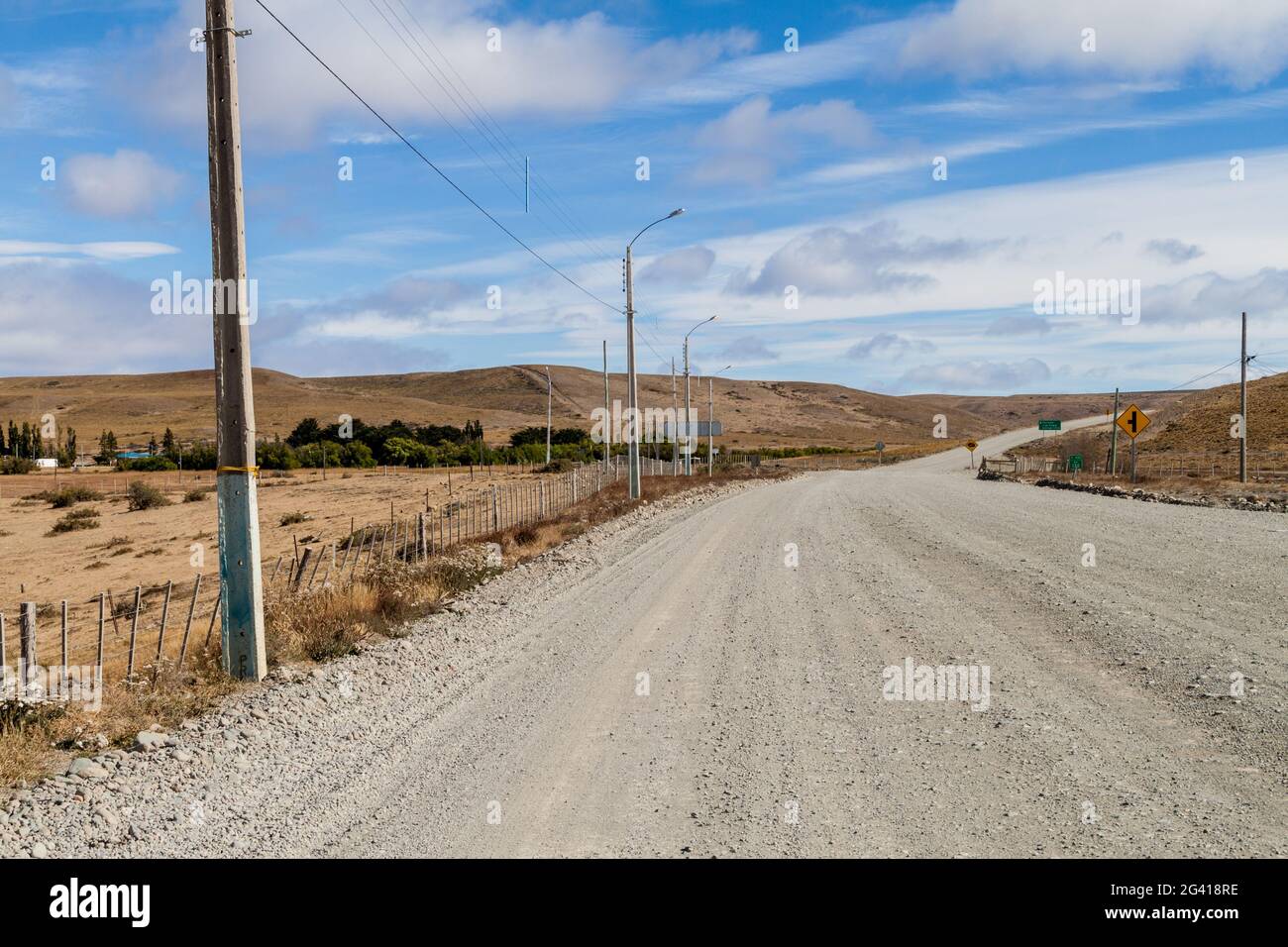 Route de terre dans le sud de la Patagonie, au Chili Banque D'Images