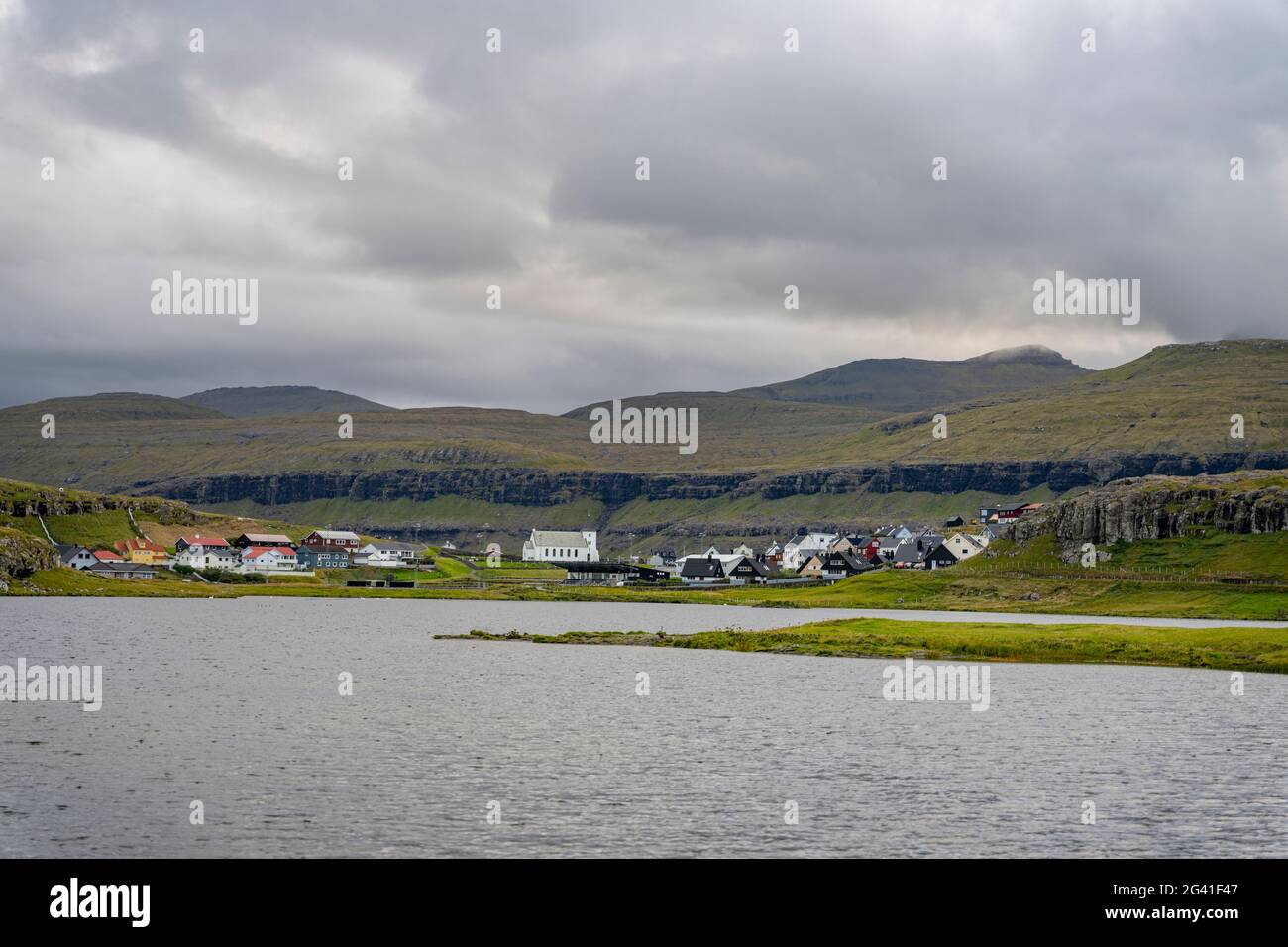 Le village de Eiði dans le nord de Eysturoy, îles Féroé Banque D'Images