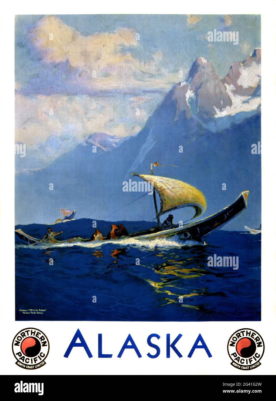 Alaska. Pacifique Nord par Sydney Laurence (1865-1940). Affiche ancienne restaurée publiée en 1931 aux États-Unis. Banque D'Images