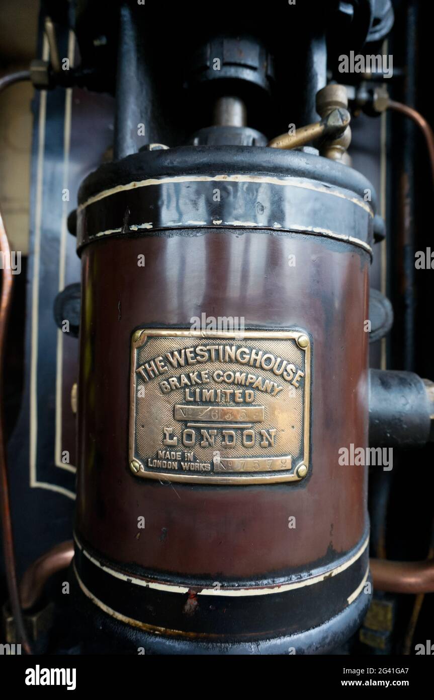 Close-up de la partie du système de freinage d'un vieux train à vapeur Banque D'Images