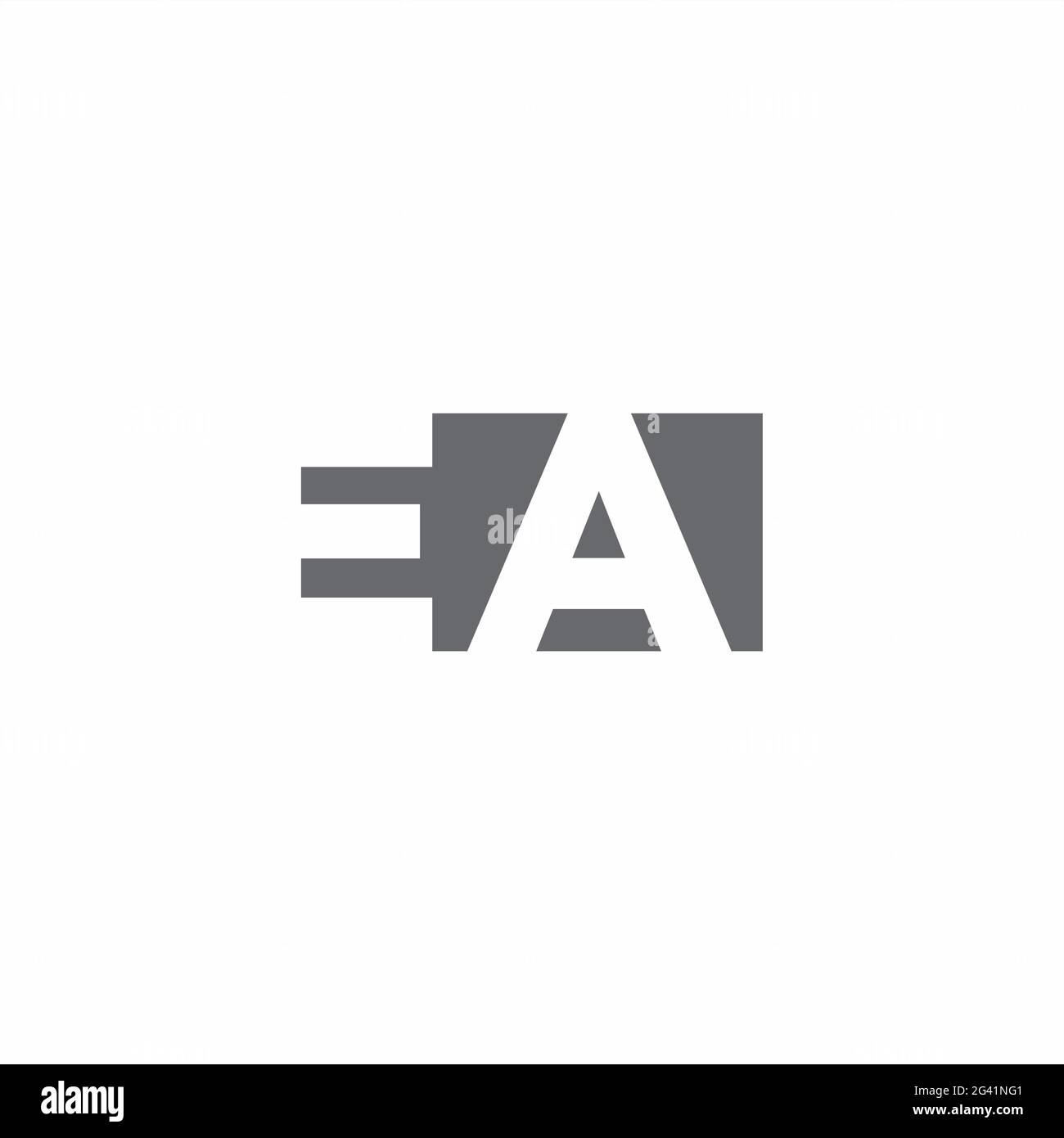 Monogramme EA logo avec modèle de conception de style espace négatif isolé sur fond blanc Illustration de Vecteur