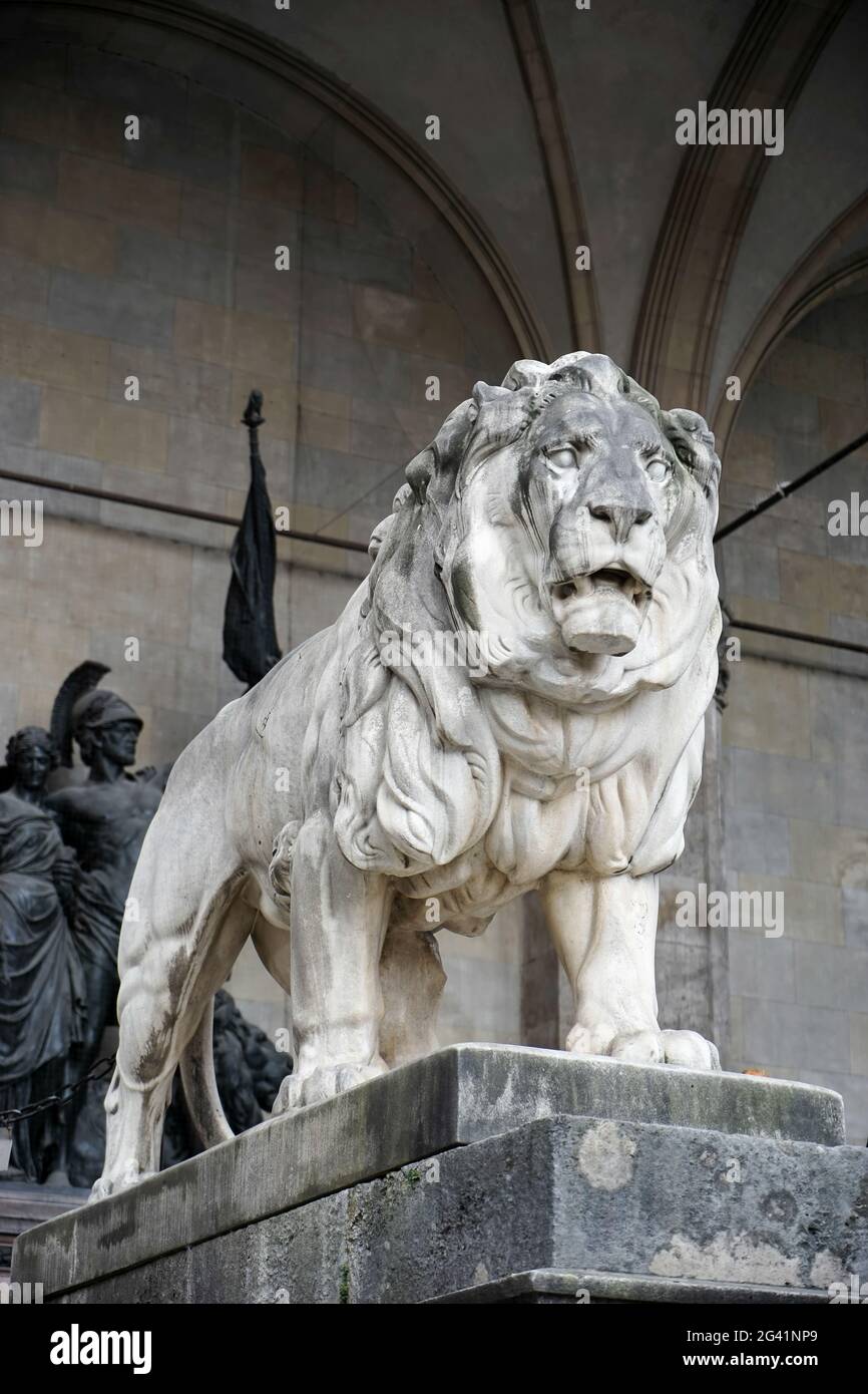 Statue de Lion à Feldherrnhalle à Munich Banque D'Images