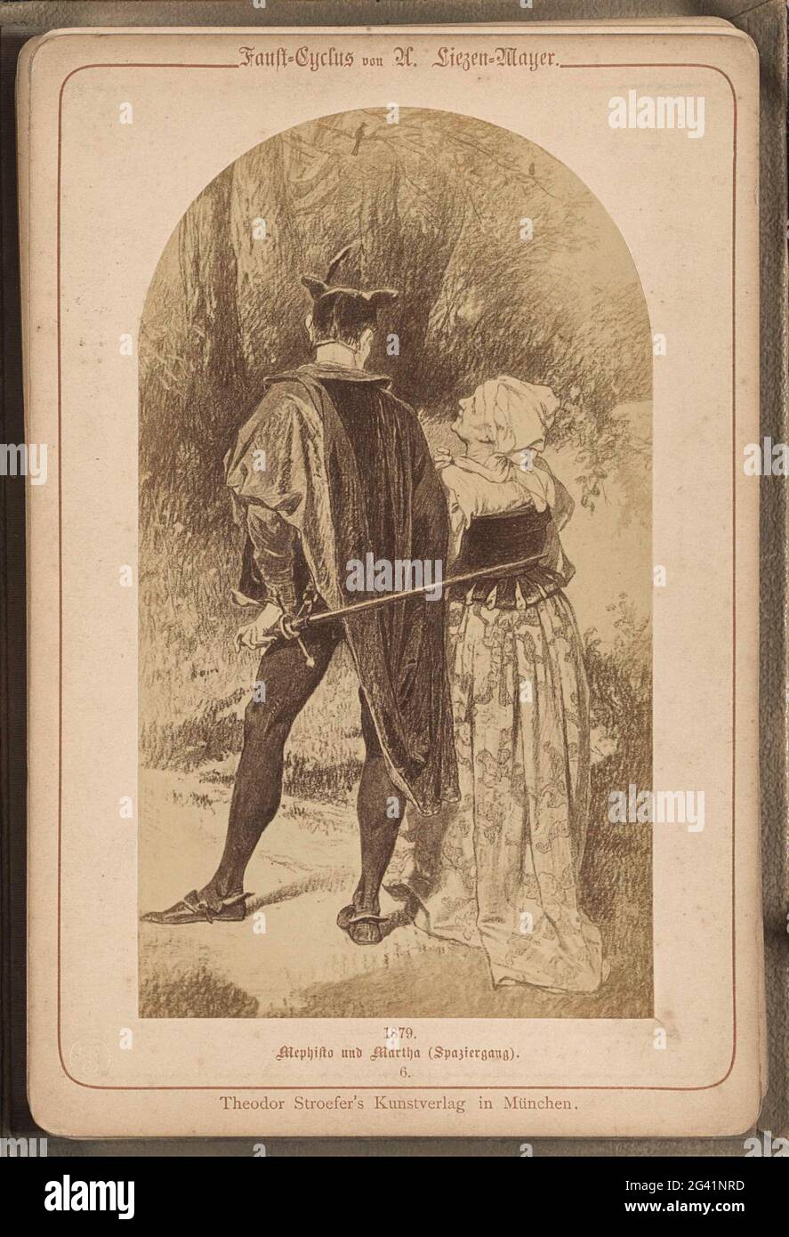 Production photo (vraisemblablement) d'un dessin intitulé «Walk of Mephisto and Martha»; Mephisto und Martha (Spaziergang) .. Partie de l'album avec 30 productions photo de l'histoire faust de J.W. Von Goethe. Banque D'Images