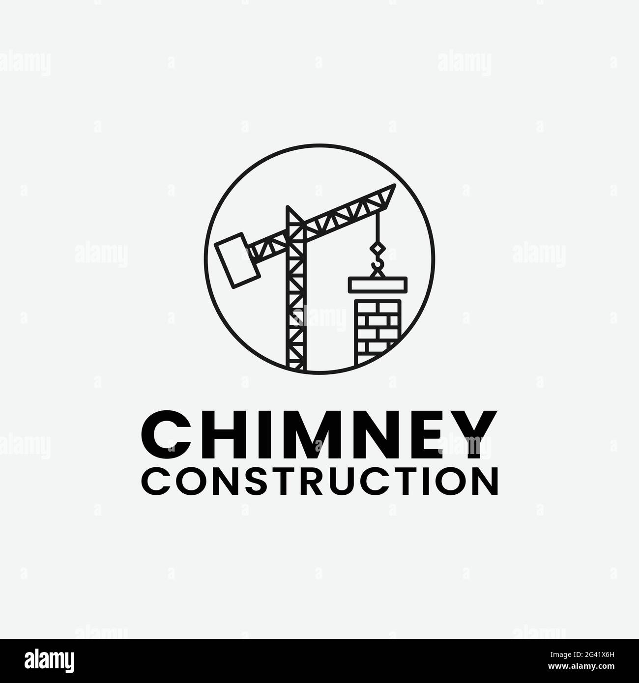 Crane and Chimney for Chimney Construction Builder modèle de conception de logo en ligne Illustration de Vecteur