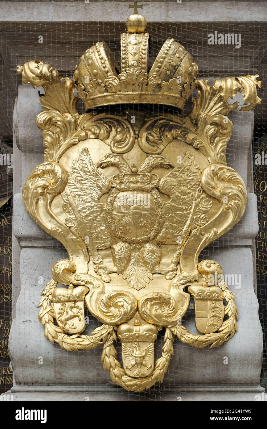 Vue partielle de la colonne de la peste sur le Graben à Vienne Banque D'Images