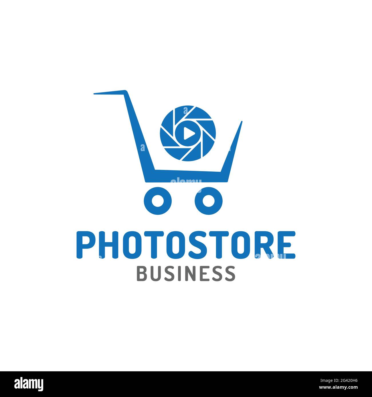 Modèle de conception de logo d'objectif pour chariot avec appareil photo. Adapté pour photo Media Digital Finance Shop Market Store entreprise entreprise marque simple moderne Illustration de Vecteur