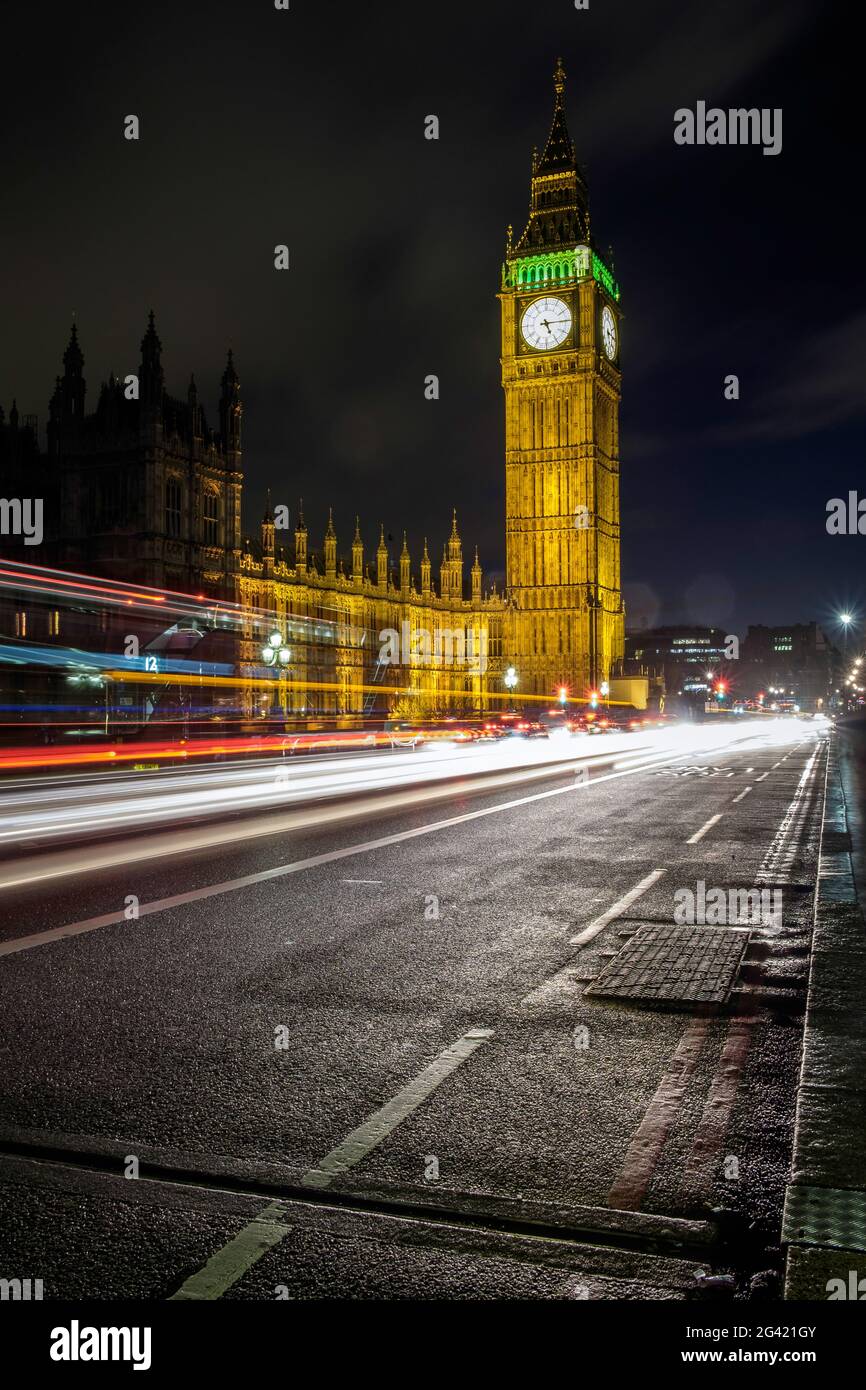 Vue de Big Ben à la nuit Banque D'Images
