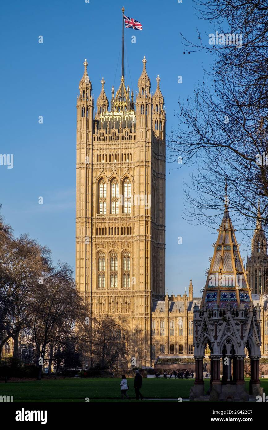 Vue sur les Maisons du Parlement Banque D'Images