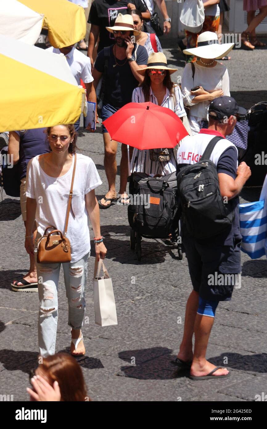 EVA Longoria, Jose Baston et Santiago vacances à Capri (Italie) Banque D'Images