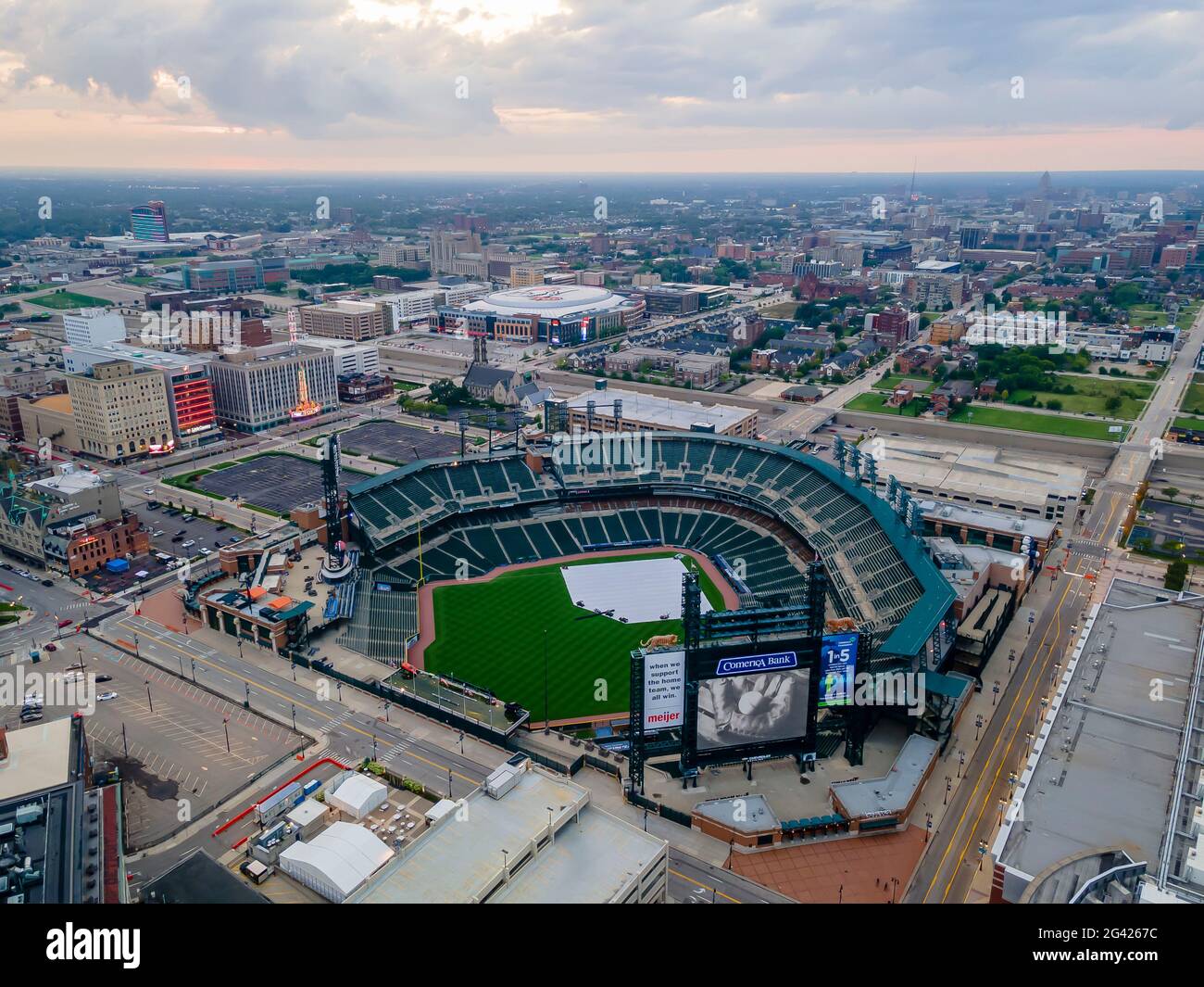 Detroit, Michigan, États-Unis. 7 septembre 2020. 07 septembre 2020 - Detroit, Michigan, États-Unis: Comerica Park est un parc de baseball en plein air situé dans le centre-ville de Detroit. Il sert de siège aux Detroit Tigers de la Major League Baseball, en remplacement du Tiger Stadium en 2000. Credit: Walter G Arce SR Grindstone Medi/ASP/ZUMA Wire/Alay Live News Banque D'Images