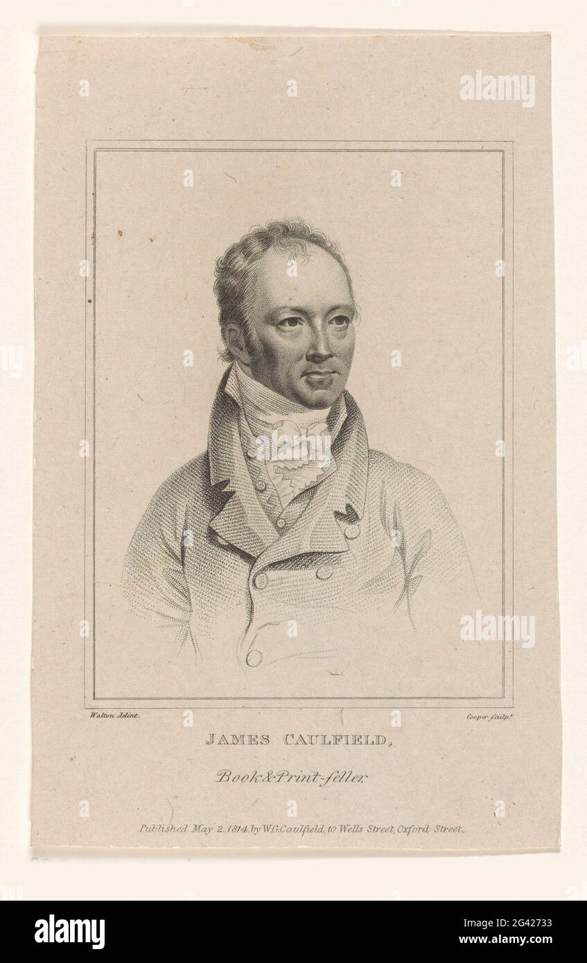 Portrait de James Caulfield, vendeur de livres et d'imprimés à Londres ; James Caulfield, vendeur de livres et d'imprimés. . Banque D'Images