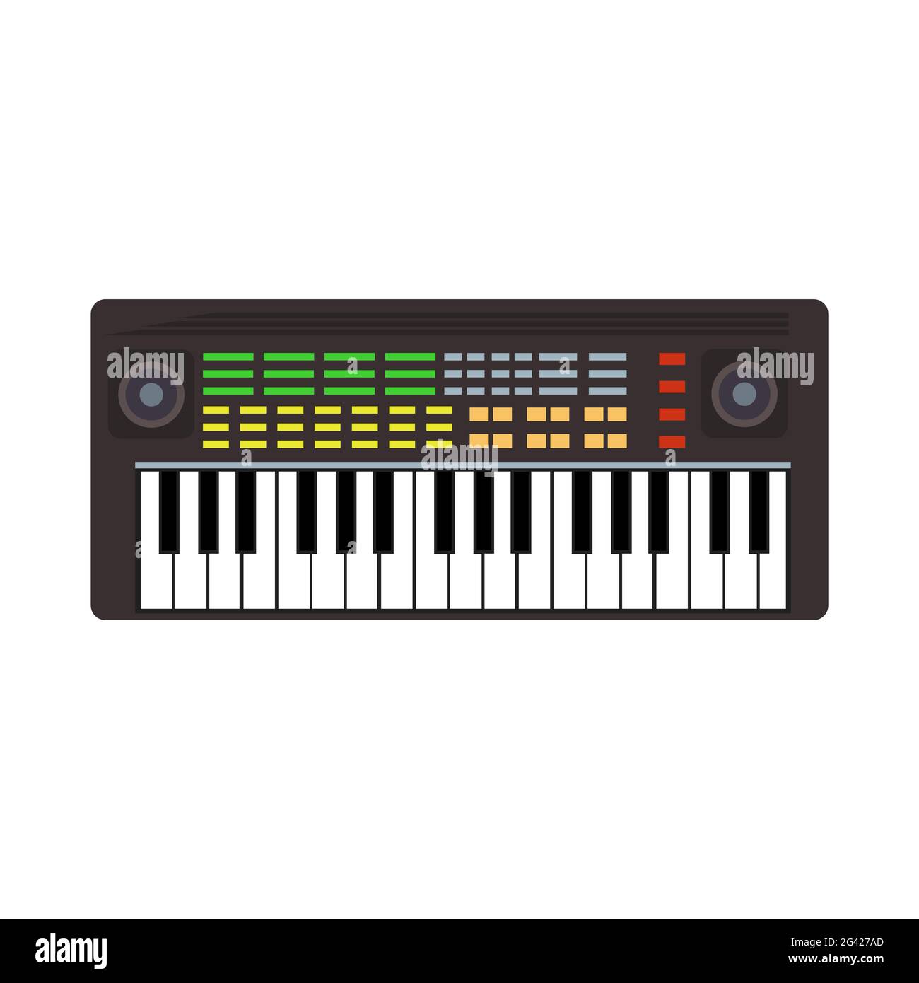 Illustration vectorielle de l'instrument de synthétiseur de musique.  Synthétiseur de son musical matériel de touches clavier audio. Musique  d'élément électrique noire. Equalili numérique Image Vectorielle Stock -  Alamy