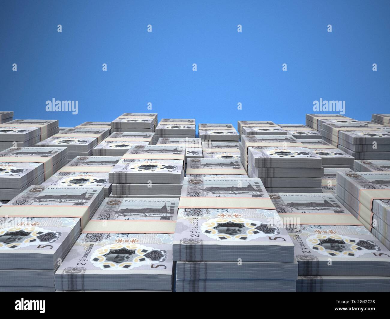 Argent de la Libye. Billets de dinar libyens. Billets LYD. 5 dinars. Affaires, finances, informations générales. Banque D'Images