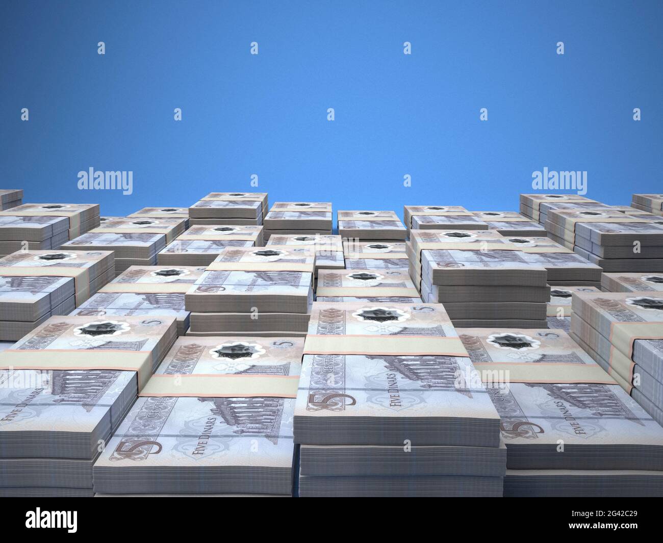 Argent de la Libye. Billets de dinar libyens. Billets LYD. 5 dinars. Affaires, finances, informations générales. Banque D'Images