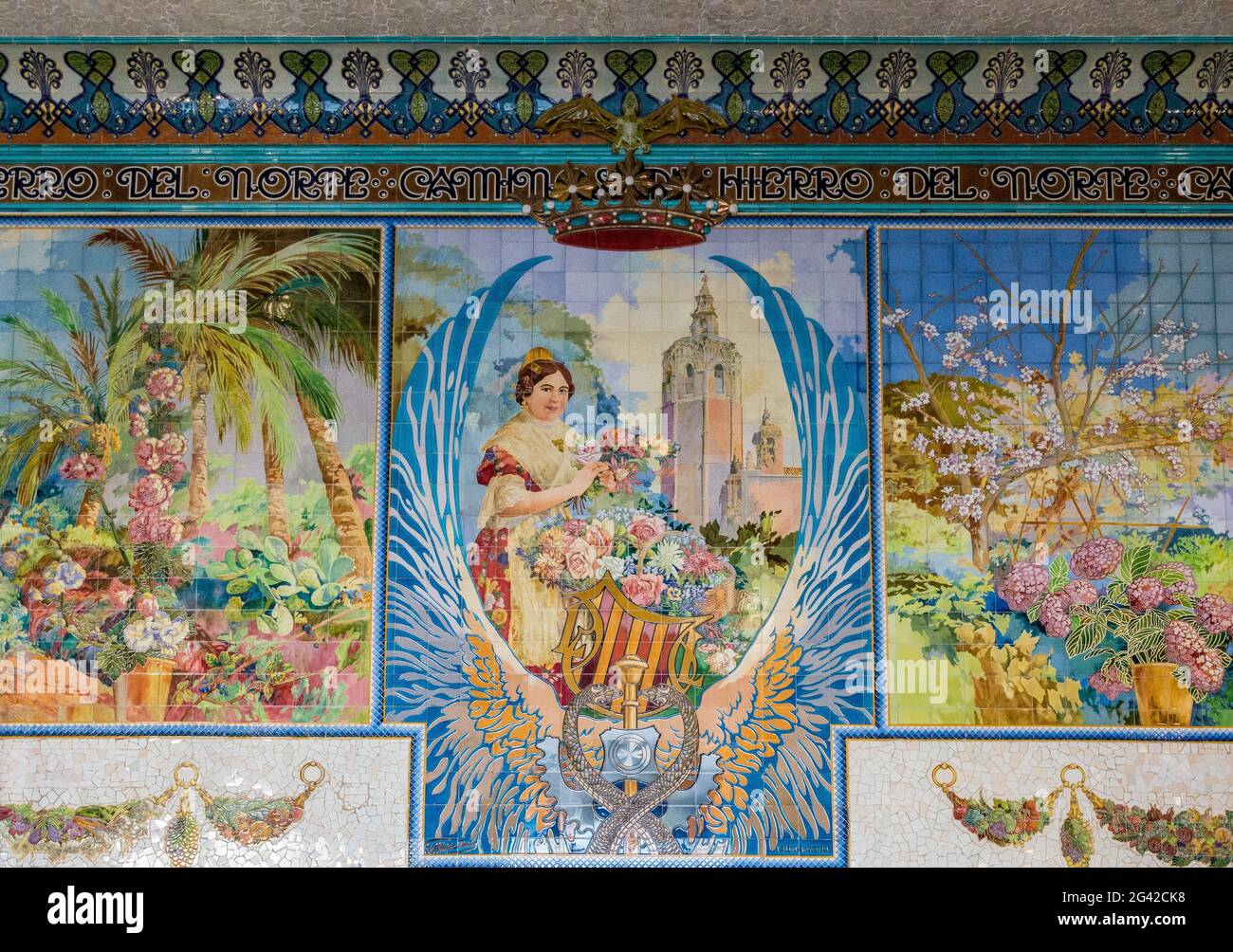 VALENCIA, Espagne - 24 février : Intérieur de la Gare du Nord à Valence en Espagne le 24 février 2019 Banque D'Images