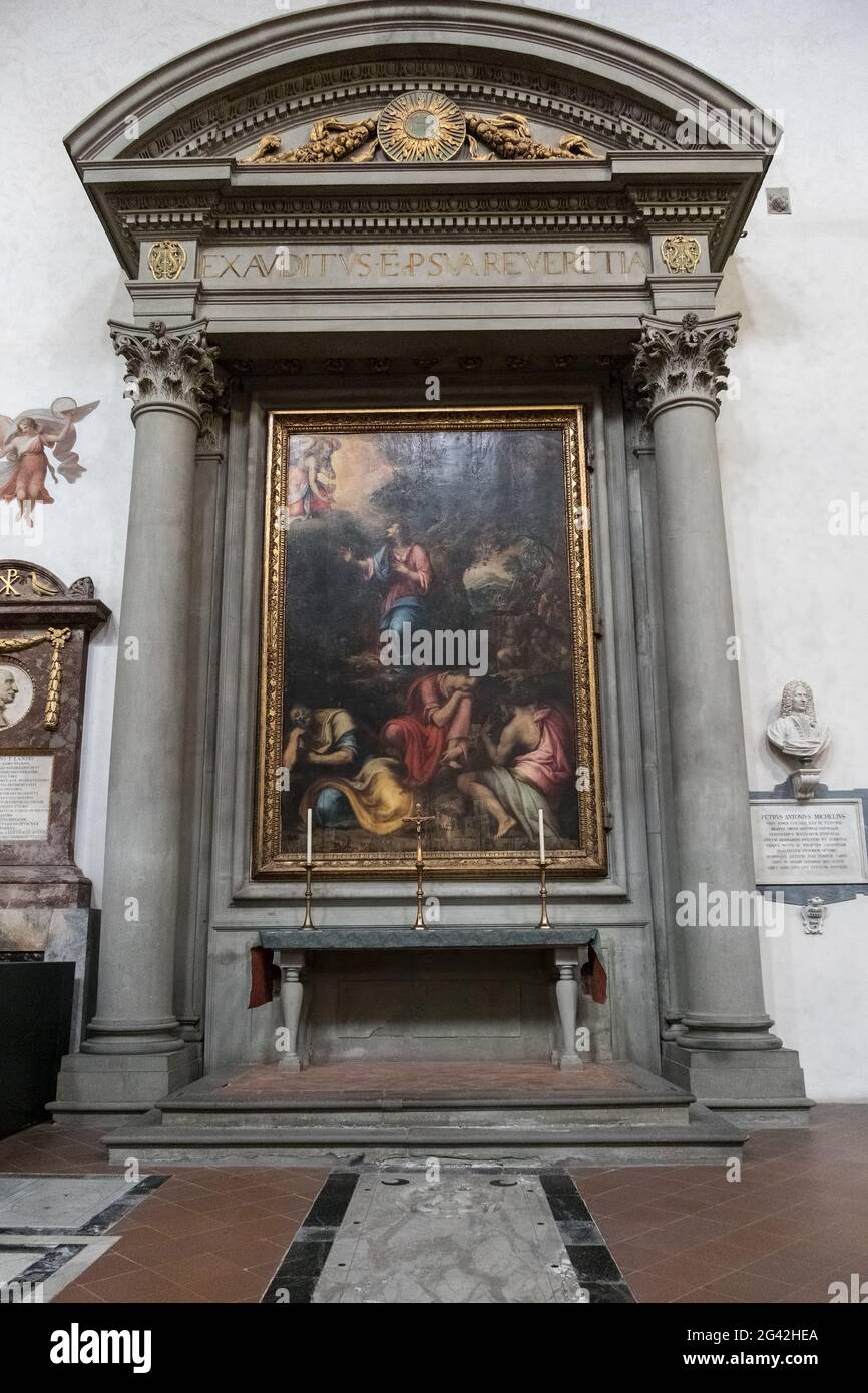FLORENCE, TOSCANE/ITALIE - OCTOBRE 19 : Andrea del Minga peinture de la prière des Christs dans le jardin de Gethsemane à Santa Croce CH Banque D'Images